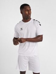 Koszulka sportowa męska Hummel Core XK Poly T-Shirt S/S. Białe t-shirty sportowe męskie HUMMEL, l, z materiału, bez ramiączek, do biegania. Za 77.00 zł.