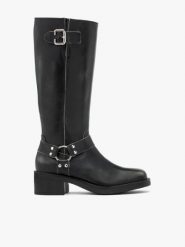 Czarne kozaki biker boots ze skóry licowej. Szare kozaki damskie Brawo sp. z o.o., ze skóry, bez obcasa, na obcasie. Za 699.99 zł.
