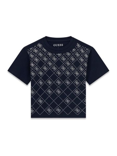 Guess T-Shirt J6GI05 K6YW4 Granatowy Boxy Fit. Niebieskie koszulki dziewczęce Guess, z aplikacjami, z bawełny, bez ramiączek. Za 97.99 zł.