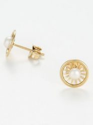 OR ÉCLAT Złote kolczyki-wkrętki "Avaro" z perłami rozmiar: onesize. Żółte kolczyki damskie Or Éclat, z perłą, złote. Za 434.99 zł.