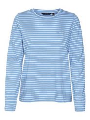 Vero Moda Koszulka "Oya" w kolorze niebieskim rozmiar: XS. Niebieskie bluzki damskie Vero Moda, xs, bez wzorów, z bawełny, bez kołnierzyka, bez ramiączek. Za 48.28 zł.