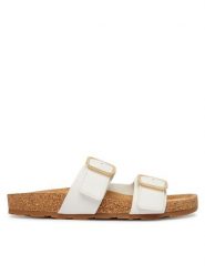 Tommy Hilfiger Klapki Double Strap Cork Sandals FW0FW09118 Biały. Białe klapki damskie Tommy Hilfiger, bez wzorów, ze skóry, bez obcasa. Za 409.99 zł.