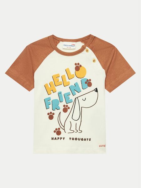 Coccodrillo T-Shirt WC4143202HBN Beżowy Regular Fit. Brązowe t-shirty chłopięce COCCODRILLO, bez wzorów, z bawełny, bez ramiączek. Za 24.99 zł.