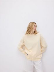 Bawełniana bluza z aplikacją - jasnożółty. Żółte bluzy bez kaptura damskie Reserved, l, z bawełny. W wyprzedaży za 49.99 zł.