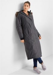 Płaszcz outdoorowy ze sztucznym futerkiem, nieprzemakalny. Szare kurtki przeciwdeszczowe damskie bonprix, s. Za 409.99 zł.