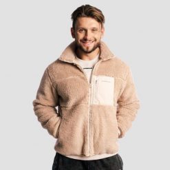 Kurtka męska fitness oversize z zamkiem Canyon Sherpa. Kurtki męskie GYMBEAM, m, bez wzorów, z materiału, wakacyjne, bez kaptura. Za 195.90 zł.