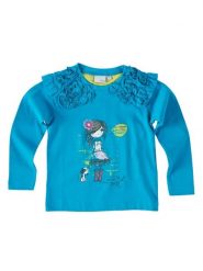 Blue Seven Koszulka w kolorze turkusowym z falbankami rozmiar: 128. Niebieskie koszulki dziewczęce Blue Seven, bez wzorów, z materiału, bez ramiączek. Za 36.95 zł.