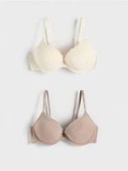Biustonosz super push up 2 pack - brudny róż. Czerwone biustonosze Reserved, bez wzorów, z dzianiny. W wyprzedaży za 69.99 zł.