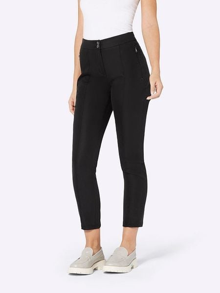 Heine Spodnie w kolorze czarnym rozmiar: W18. Czarne spodnie materiałowe damskie Heine, bez wzorów, z materiału, z podwyższonym stanem. Za 34.69 zł.