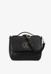 Czarna Elegancka Torebka z Klapką z Metalową Klamerką Liorita. Czarne torebki klasyczne damskie Renee, bez wzorów, bez dodatków. Za 74.99 zł.
