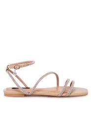 Nine West Sandały WFA2766-1 Beżowy. Brązowe sandały damskie Nine West, bez wzorów, z syntetyku, bez obcasa, na płaskiej podeszwie. Za 199.99 zł.