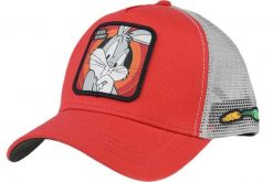 Czapka trucker Capslab Looney Tunes Bugs Bunny. Czerwone czapki męskie CapsLab, bez wzorów, z bawełny. Za 159.55 zł.