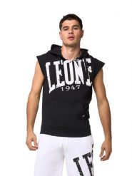Bluza z kaptur na co dzień na siłownię. Białe bluzy sportowe męskie LEONE 1947, bez wzorów, vintage, bez kołnierzyka, bez ramiączek. Za 263.50 zł.
