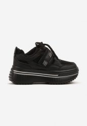 Czarne Buty Sportowe Sneakersy na Platformie z Dodatkowym Zapięciem na Rzep Dorriti. Czarne sukienki niemowlęce Renee, bez wzorów, z jeansu, bez ramiączek. Za 109.99 zł.