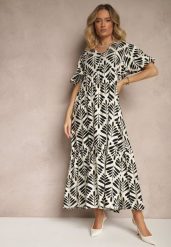 Czarna Sukienka z Wiskozą o Rozkloszowanym Kroju w Roślinny Wzór Heledis. Czarne sukienki damskie Renee, na co dzień, na lato, l, bez wzorów, z bawełny, eleganckie, bez kołnierzyka, bez ramiączek, maxi, rozkloszowane. Za 139.99 zł.