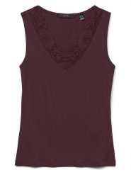 Vero Moda Top w kolorze bordowym rozmiar: XS. Czerwone topy damskie Vero Moda, xs, bez wzorów, z koronki, bez kołnierzyka. Za 60.95 zł.