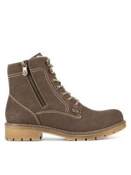 Rieker Trzewiki Y9134-25 Brązowy. Brązowe botki damskie Rieker, z materiału, bez obcasa, na płaskiej podeszwie, bez zapięcia. Za 293.99 zł.