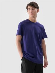 4F T-shirt regular gładki męski - granatowy XXL. Niebieskie t-shirty męskie 4f, m, bez wzorów, z bawełny, bez kołnierzyka. Za 49.99 zł.