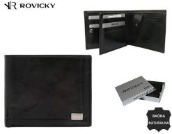 Portfel skórzany Rovicky PC-107-BAR-2519 czarny. Czarne portfele męskie ROVICKY, bez wzorów, ze skóry. Za 77.99 zł.