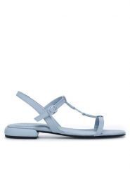 Gino Rossi Sandały CHRISTIE-24351 Błękitny. Niebieskie sandały damskie Gino Rossi, bez wzorów, z syntetyku, bez obcasa, na płaskiej podeszwie. Za 229.99 zł.