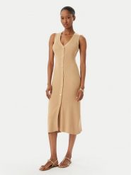 Selmark Sukienka plażowa BO796 Beżowy jasny Slim Fit. Brązowe sukienki damskie SELMARK, na plażę, m, bez wzorów, z wiskozy, bez kołnierzyka, bez ramiączek. Za 329.99 zł.