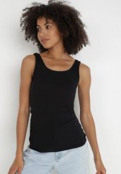 Czarny Top Bawełniany Umefir. Czarne topy damskie Born2be, xl, bez wzorów, z bawełny, bez kołnierzyka. Za 19.99 zł.