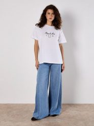 Apricot Koszulka w kolorze białym rozmiar: M. Białe bluzki damskie Apricot, m, bez wzorów, z bawełny, bez kołnierzyka, bez ramiączek. Za 53.17 zł.