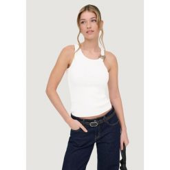 Bezrękawnik Kobieta ONLY Onlmeddi Sl Rib Tank Top Knt. Białe topy damskie Only, bez wzorów, z materiału, bez kołnierzyka. Za 168.45 zł.