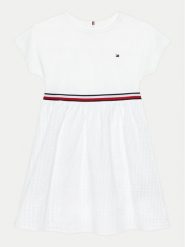 Tommy Hilfiger Sukienka codzienna Global Stripe KG0KG07925 D Biały Regular Fit. Białe sukienki dziewczęce Tommy Hilfiger, bez wzorów, z bawełny, bez ramiączek. Za 379.99 zł.