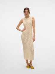 Vero Moda Sukienka w kolorze beżowym rozmiar: XS. Brązowe sukienki damskie Vero Moda, xs, bez wzorów, bez kołnierzyka, bez ramiączek, maxi. Za 96.60 zł.