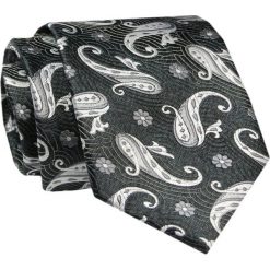 Męski Krawat - ALTIES - Klasyczny - Grafitowo Szary, Paisley. Szare krawaty i muchy męskie Alties, bez wzorów, z tkaniny, eleganckie. Za 49.00 zł.