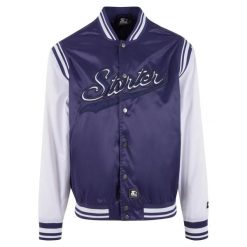 Satynowa kurtka Starter College. Niebieskie kurtki męskie Starter, m, bez wzorów, z dresówki, eleganckie, bez kaptura. Za 309.50 zł.