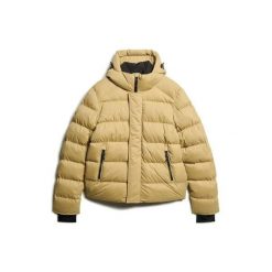 Kurtka puchowa z kapturem z mikrofibry Superdry. Żółte kurtki treningowe męskie Superdry., xl, bez wzorów, z gumy. Za 650.30 zł.