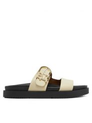 Tommy Hilfiger Klapki FW0FW08512 Écru. Klapki damskie Tommy Hilfiger, bez wzorów, ze skóry, bez obcasa. Za 469.99 zł.