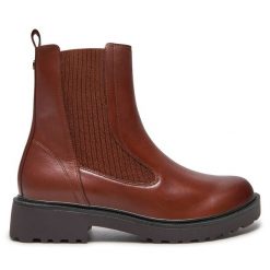 Botki Caprice. Brązowe botki damskie Caprice, bez obcasa, na płaskiej podeszwie, bez zapięcia. Za 349.99 zł.