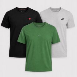 KOMPLET KOSZULEK MĘSKICH 4F 3PAK ZESTAW T-SHIRT. T-shirty męskie 4f, m, bez wzorów, z bawełny, bez kołnierzyka. Za 117.99 zł.