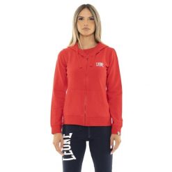Bluza z bawełna z kaptur na co dzień na siłownię. Czerwone bluzy z kapturem damskie LEONE 1947 APPAREL, z bawełny. W wyprzedaży za 134.59 zł.