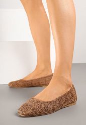 Brązowe Balerinki z Cholewką z Plecionki Relore. Brązowe baleriny damskie Renee, bez wzorów, z jeansu, bez obcasa, na płaskiej podeszwie. Za 59.99 zł.