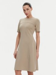 Calvin Klein Sukienka codzienna K20K208151 Beżowy Regular Fit. Brązowe sukienki damskie CALVIN KLEIN, na co dzień, bez wzorów, z syntetyku, bez kołnierzyka, bez ramiączek, proste. Za 409.99 zł.