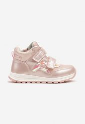 Różowe Botki Clibee w Stylu Sneakersów ze Skórzaną Wkładką Ozdobione Przeszyciami Romisya. Czerwone botki dziewczęce Born2be, bez wzorów, bez ramiączek. Za 49.99 zł.