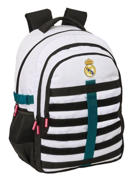 Real Madryt plecak szkolny sportowy z miejscem na laptopa wielokolorowy. Czarne plecaki damskie Real Madrid, bez wzorów, z materiału, sportowe. Za 267.84 zł.