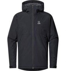 Męska Kurtka Turystyczna Izolowana Lekka Regulowana Husk. Czarne kurtki męskie Haglöfs, m, bez wzorów, z polaru, bez kaptura. Za 449.00 zł.