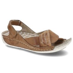 Brązowe Sandały Carinii Wygodne Skórzane Buty. Brązowe sandały damskie Carinii, bez wzorów, ze skóry, bez obcasa. Za 139.00 zł.