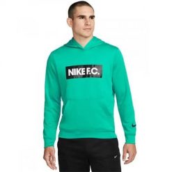 Bluza treningowa męska Nike FC. Zielone bluzy sportowe męskie Nike, bez wzorów, sportowe, bez kołnierzyka, bez ramiączek. W wyprzedaży za 222.30 zł.