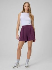 4F Spodenki dresowe damskie - burgundowe XS. Czerwone szorty damskie 4f, bez wzorów, z bawełny, z podwyższonym stanem. Za 99.99 zł.