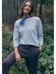 Cecil Koszulka w kolorze niebiesko-biało-brązowym rozmiar: L. Brązowe bluzki damskie Cecil, l, bez wzorów, bez kołnierzyka, bez ramiączek. Za 141.19 zł.