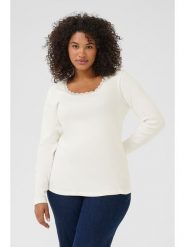 KAFFE curve Koszulka w kolorze białym rozmiar: L. Białe bluzki damskie KAFFE curve, l, bez wzorów, z koronki, bez kołnierzyka. Za 104.99 zł.