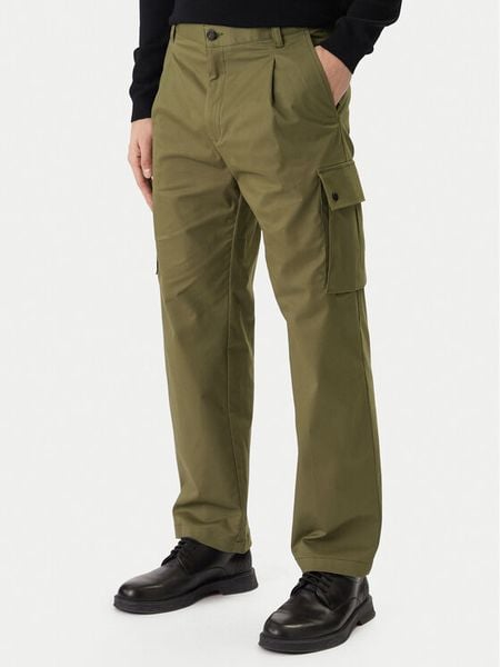 HUGO Spodnie materiałowe Craysen 50553180 Khaki Straight Fit. Brązowe spodnie materiałowe męskie Hugo, bez wzorów, z bawełny. Za 332.99 zł.