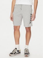 Alpha Industries Szorty sportowe 116366 Szary Regular Fit. Szare szorty męskie Alpha Industries, bez wzorów, z bawełny, sportowe. Za 169.99 zł.
