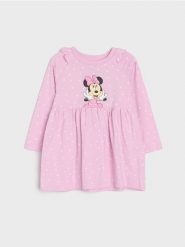 Bawełniana sukienka z falbankami Minnie Mouse - różowy. Czerwone sukienki dziewczęce Sinsay, bez wzorów, z bawełny, bez ramiączek. Za 17.99 zł.